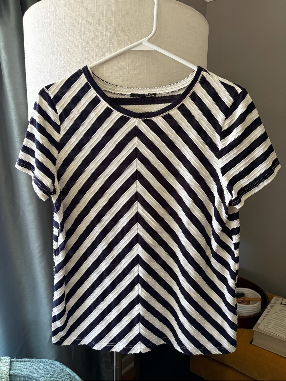 Etam Navy and White Striped Short Sleeve Tee